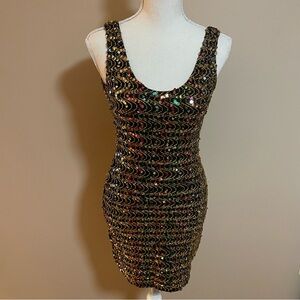 Vintage Gold Sequence Bodycon Dress
